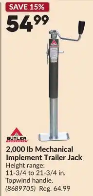 Princess Auto 2,000 lb Mechanical Implement Trailer Jack offer