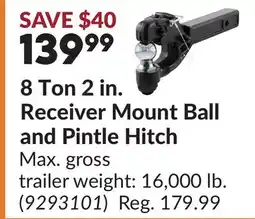 Princess Auto 8 Ton 2 in. Receiver Mount Ball and Pintle Hitch offer