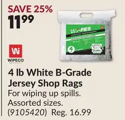 Princess Auto 4 lb White B-Grade Jersey Shop Rags offer