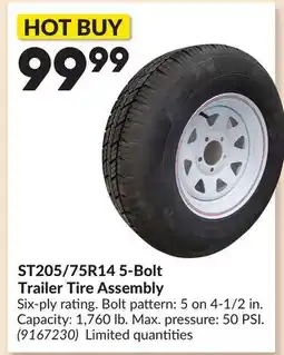 Princess Auto ST205/75R14 5-Bolt Trailer Tire Assembly offer
