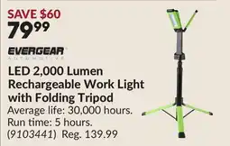 Princess Auto LED 2,000 Lumen Rechargeable Work Light with Folding Tripod offer