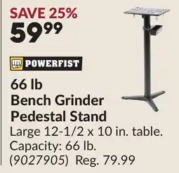 Princess Auto 66 lb Bench Grinder Pedestal Stand offer
