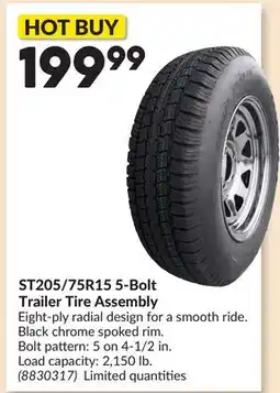 Princess Auto ST205/75R15 5-Bolt Trailer Tire Assembly offer
