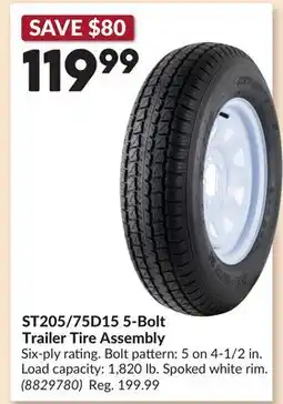 Princess Auto ST205/75D15 5-Bolt Trailer Tire Assembly offer