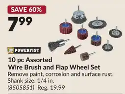 Princess Auto 10 pc Assorted Wire Brush and Flap Wheel Set offer