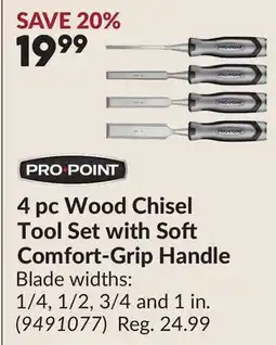 Princess Auto 4 pc Wood Chisel Tool Set with Soft Comfort-Grip Handle offer