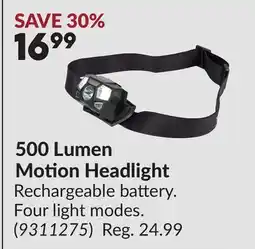 Princess Auto 500 Lumen Motion Headlight offer
