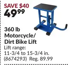 Princess Auto 360 lb Motorcycle/ Dirt Bike Lift offer
