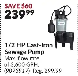 Princess Auto 1/2 HP Cast-Iron Sewage Pump offer