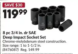 Princess Auto 8 pc 3/4 in. dr SAE Deep Impact Socket Set offer