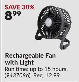 Princess Auto Rechargeable Fan with Light offer