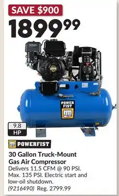 Princess Auto 30 Gallon Truck-Mount Gas Air Compressor offer