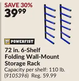 Princess Auto 72 in. 6-Shelf Folding Wall-Mount Storage Rack offer