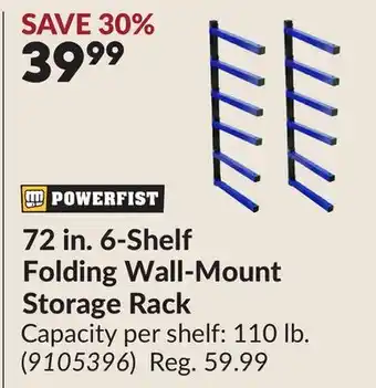 Princess Auto 72 in. 6-Shelf Folding Wall-Mount Storage Rack offer