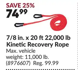 Princess Auto 7/8 in. x 20 ft 22,000 lb Kinetic Recovery Rope offer