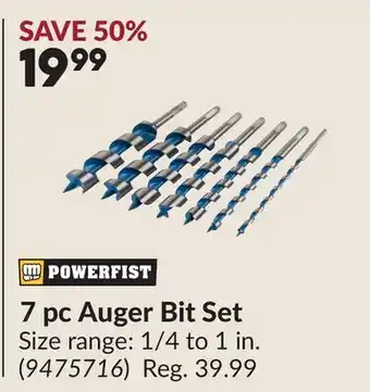 Princess Auto 7 pc Auger Bit Set offer