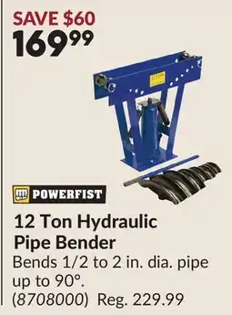 Princess Auto 12 Ton Hydraulic Pipe Bender offer