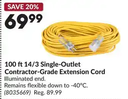 Princess Auto 100 ft 14/3 Single-Outlet Contractor-Grade Extension Cord offer