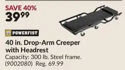 Princess Auto 40 in. Drop-Arm Creeper with Headrest offer
