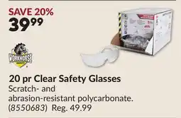 Princess Auto 20 pr Clear Safety Glasses offer
