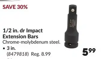 Princess Auto 1/2 in. dr Impact Extension Bars offer