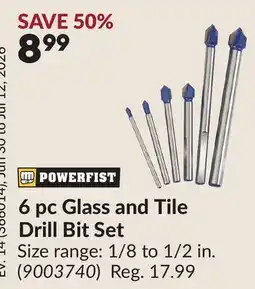 Princess Auto POWERFIST 6 pc Glass and Tile Drill Bit Set offer