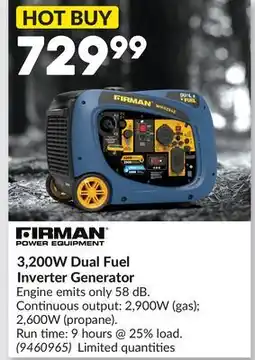 Princess Auto 3,200W Dual Fuel Inverter Generator offer