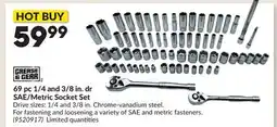 Princess Auto 69 pc 1/4 and 3/8 in. dr SAE/Metric Socket Set offer