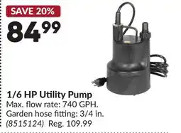 Princess Auto 1/6 HP Utility Pump offer