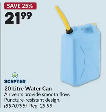 Princess Auto SCEPTER 20 Litre Water Can offer