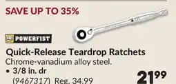Princess Auto Quick-Release Teardrop Ratchets offer