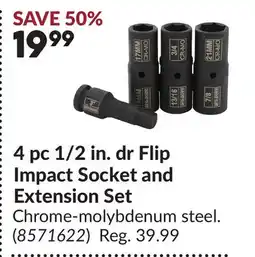 Princess Auto 4 pc 1/2 in. dr Flip Impact Socket and Extension Set offer