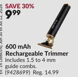 Princess Auto 600 mAh Rechargeable Trimmer offer