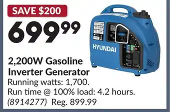 Princess Auto 2,200W Gasoline Inverter Generator offer