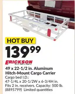 Princess Auto 49 x 22-1/2 in. Aluminum Hitch-Mount Cargo Carrier offer
