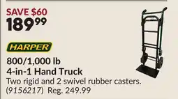 Princess Auto 800/1,000 lb 4-in-1 Hand Truck offer