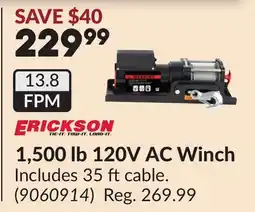Princess Auto 1,500 lb 120V AC Winch offer