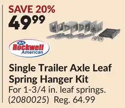 Princess Auto Single Trailer Axle Leaf Spring Hanger Kit offer