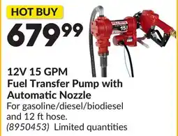 Princess Auto 12V 15 GPM Fuel Transfer Pump with Automatic Nozzle offer