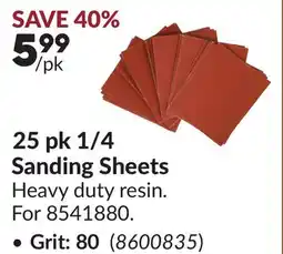 Princess Auto 25 pk 1/4 Sanding Sheets, Grit: 80 offer