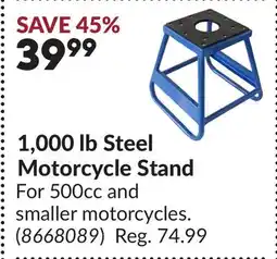 Princess Auto 1,000 lb Steel Motorcycle Stand offer