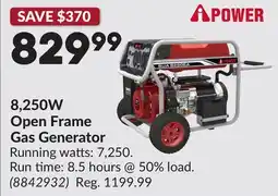 Princess Auto 8,250W Open Frame Gas Generator offer
