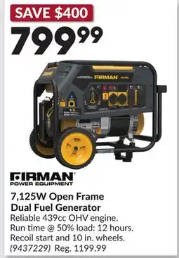 Princess Auto FIRMAN 7,125W Open Frame Dual Fuel Generator offer