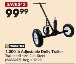 Princess Auto 1,000 lb Adjustable Dolly Trailer offer