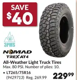 Princess Auto All-Weather Light Truck Tires offer