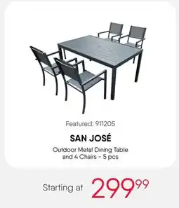 Meubles RD SAN JOSÉ Outdoor Metal Dining Table and 4 Chairs offer