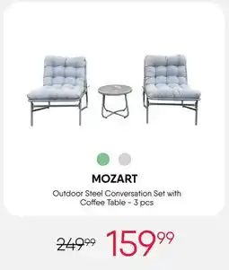 Meubles RD Mozart - Outdoor Steel Conversation Set with Coffee Table - 3 pcs, Grey offer