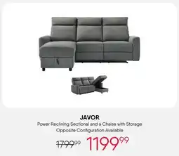 Meubles RD Javor - Power Reclining Sectional and Left-Side Chaise with Storage offer