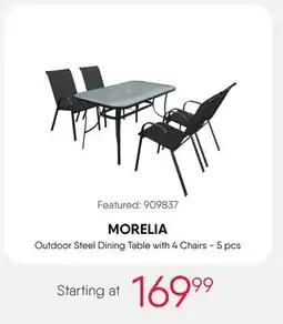 Meubles RD MORELIA Outdoor Steel Dining Table with 4 Chairs offer