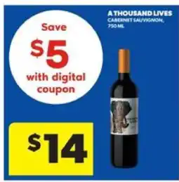 Real Canadian Liquorstore A Thousand Lives Cabernet Sauvignon offer